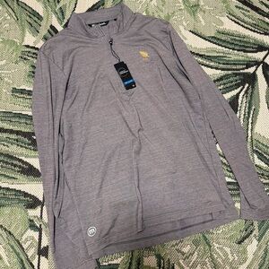 Travis Mathew Men's Heather Gray Long Sleeve Performance Quarter Zip Pullover L